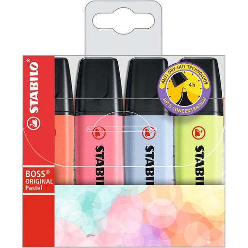 MARCADORES STABILO BOSS 4 COLORES PASTEL
